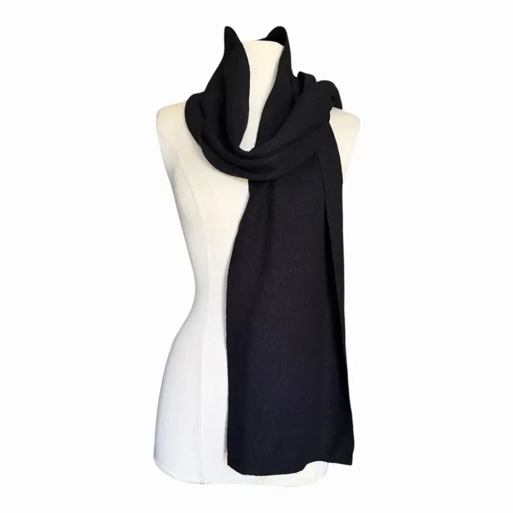 Kenneth Cole New York Black Wool Cashmere Scarf Men’s NWT Soft Knit Winter